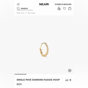 Single Pavé Diamond Huggie Hoop